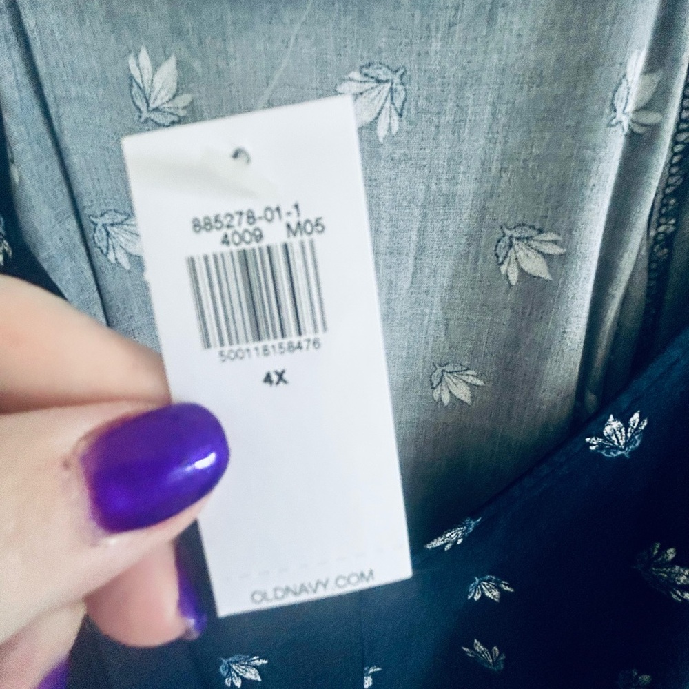 Old Navy Casual Navy Floral V-Neck Dress - 4X NWT - Picture 3 of 5